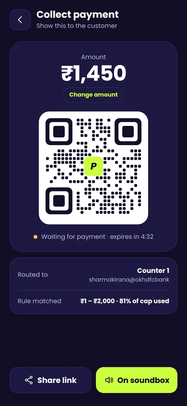 Collect payment with a dynamic QR